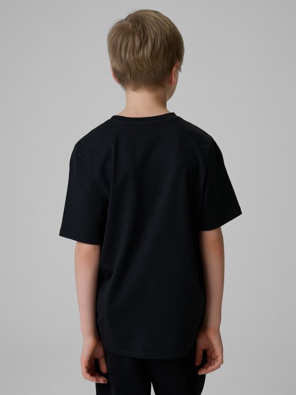 Chłopięcy t-shirt z nadrukiem 4F 4FJRSS26TTSHM3864 - czarny