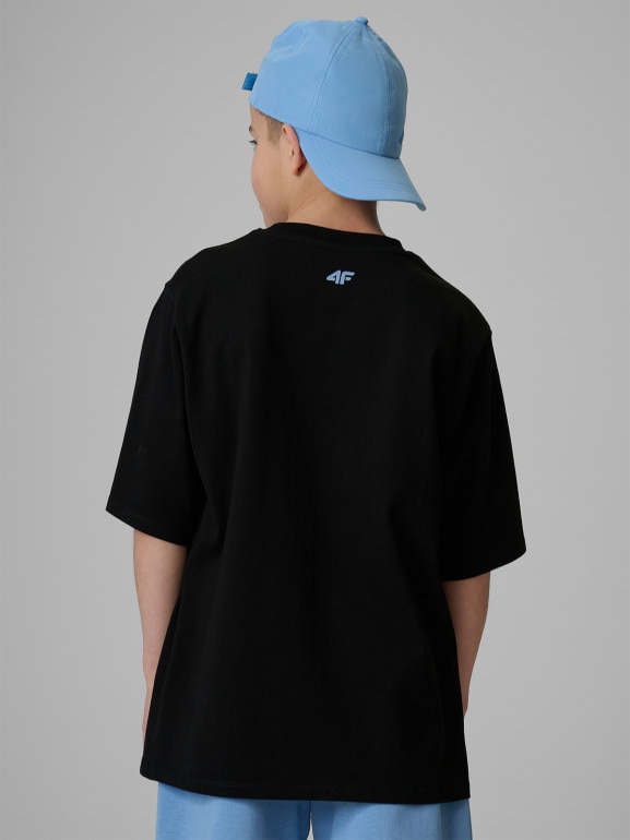 Chłopięcy t-shirt z nadrukiem 4F 4FJRSS26TTSHM3903 - czarny