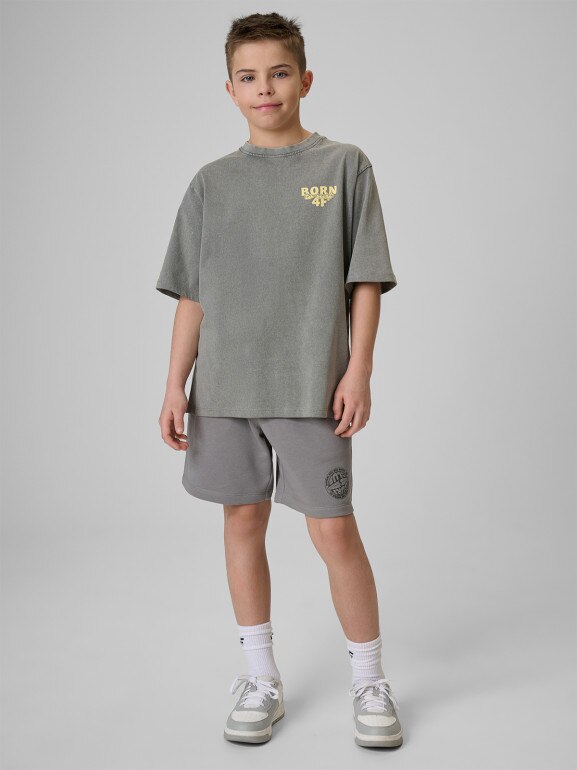 Chłopięcy t-shirt z nadrukiem 4F 4FJRSS26TTSHM3906 - szary