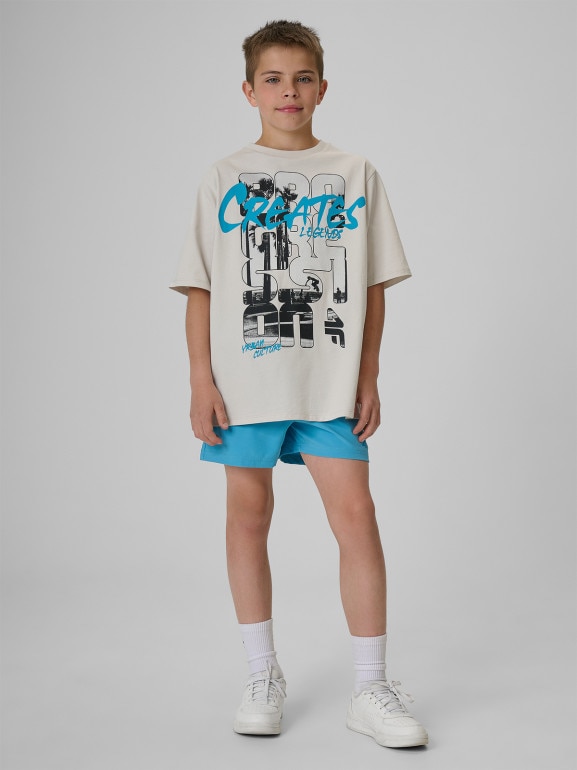 Chłopięcy t-shirt z nadrukiem 4F 4FJRSS26TTSHM4167 - szary
