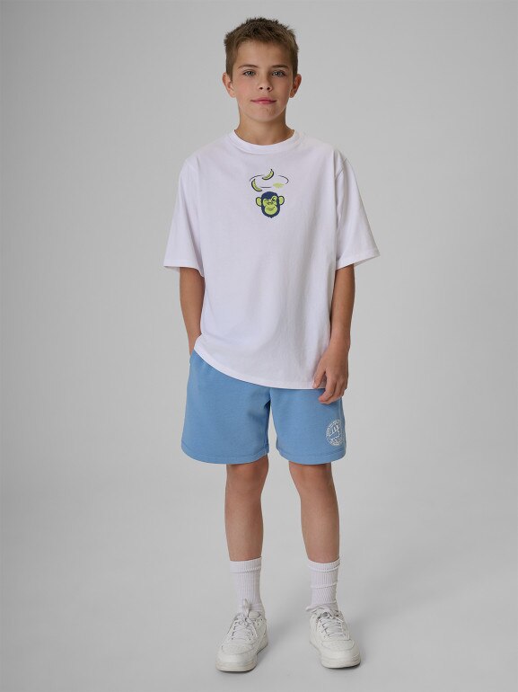 Chłopięcy t-shirt z nadrukiem 4F 4FJRSS26TTSHM4276 - biały