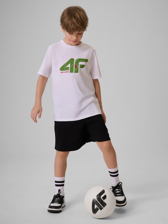 Chłopięcy t-shirt z nadrukiem 4F 4FJRSS26TTSHM4280 - biały