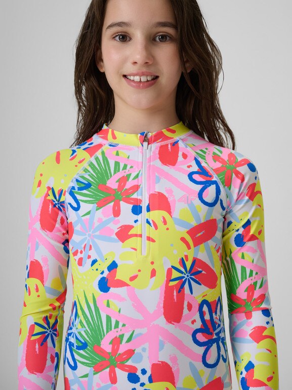 Dziewczęcy kostium kąpielowy jednoczęściowy 4F 4FJRSS26USWSF144 - multikolor