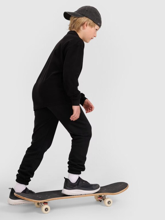 Chłopięcy longsleeve polo 4F 4FJWAW25TLONM483 - czarny