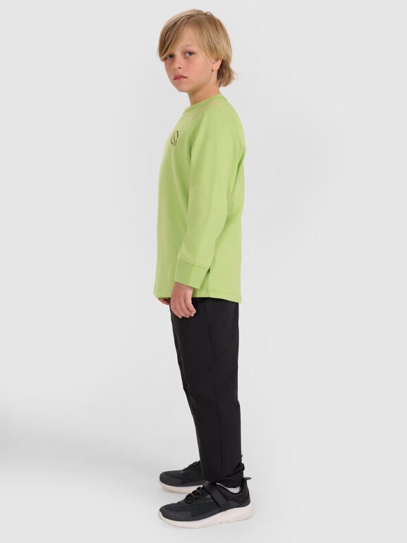 Chłopięcy longsleeve z nadrukiem 4F 4FJWAW25TLONM484 - zielony