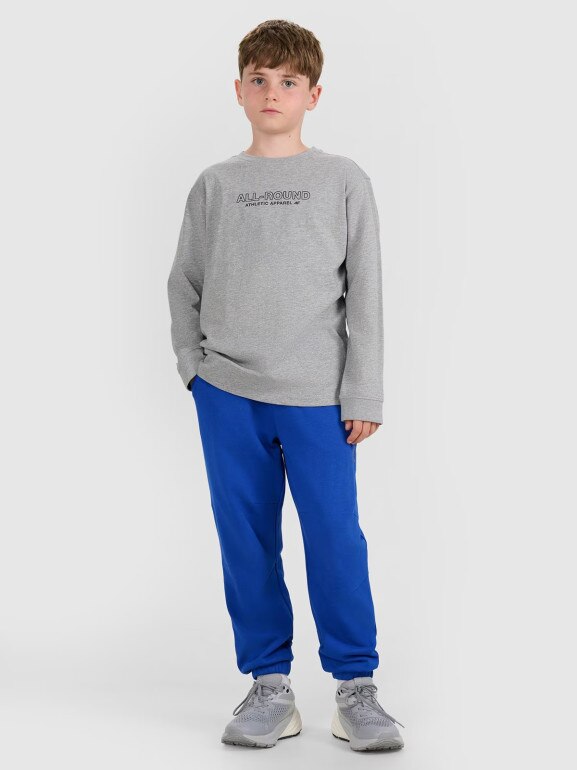 Chłopięcy longsleeve z nadrukiem 4F 4FJWAW25TLONM485 - szary