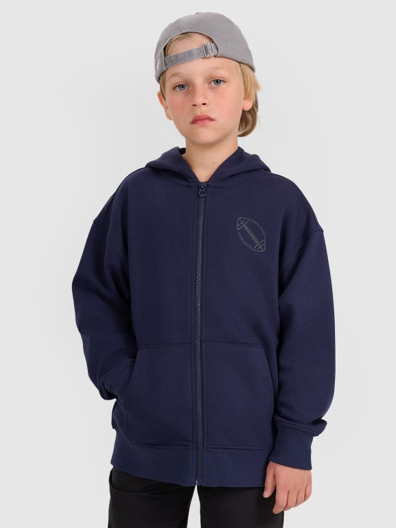 Chłopięca bluza rozpinana z kapturem 4F 4FJWAW25TSWSM2135 - granatowa