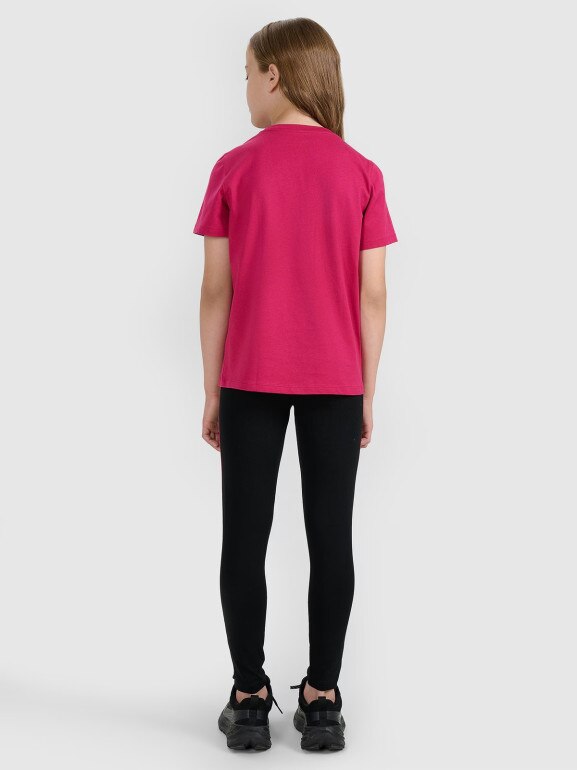 Dziewczęce legginsy dzianinowe 4F 4FJWAW25TTIGF243 - czarne