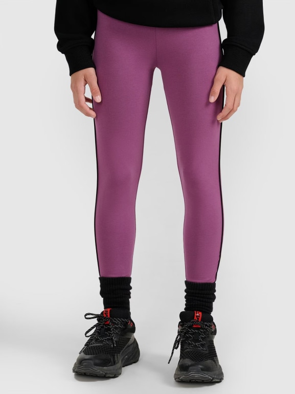 Dziewczęce legginsy dzianinowe 4F 4FJWAW25TTIGF243 - fioletowe