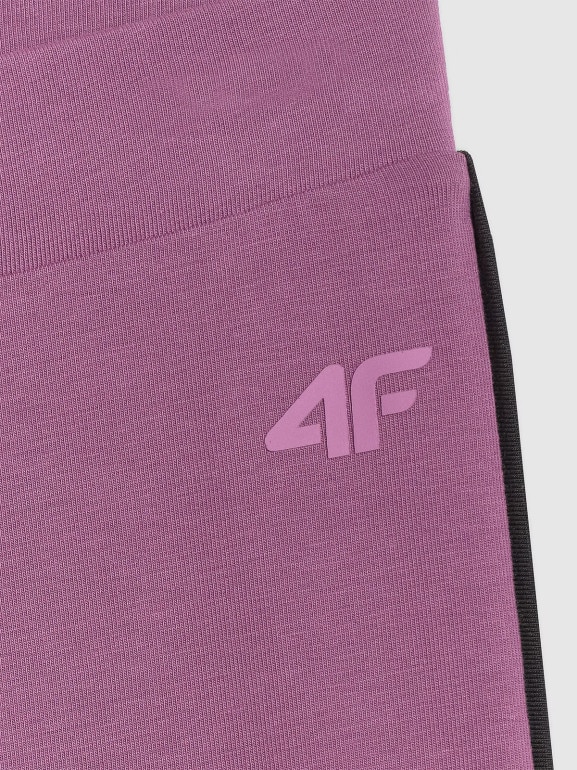 Dziewczęce legginsy dzianinowe 4F 4FJWAW25TTIGF243 - fioletowe