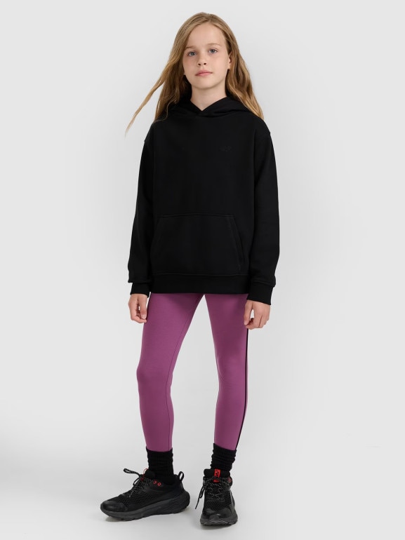 Dziewczęce legginsy dzianinowe 4F 4FJWAW25TTIGF243 - fioletowe