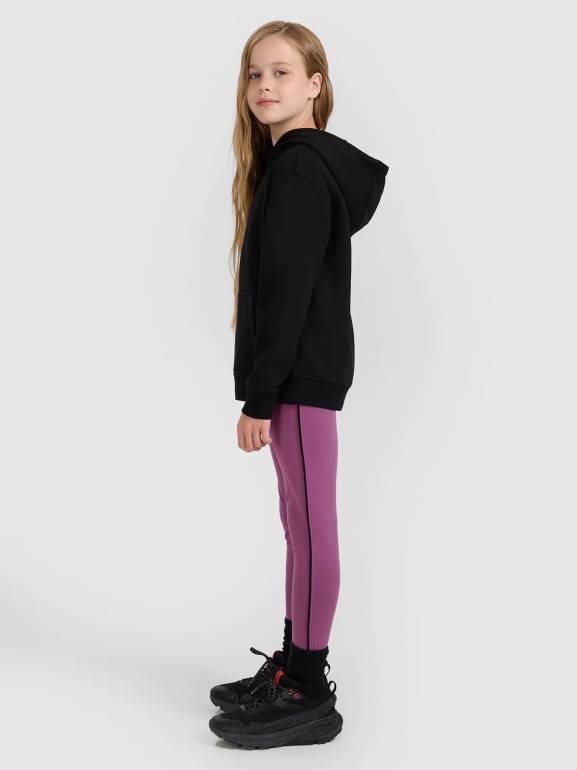 Dziewczęce legginsy dzianinowe 4F 4FJWAW25TTIGF243 - fioletowe