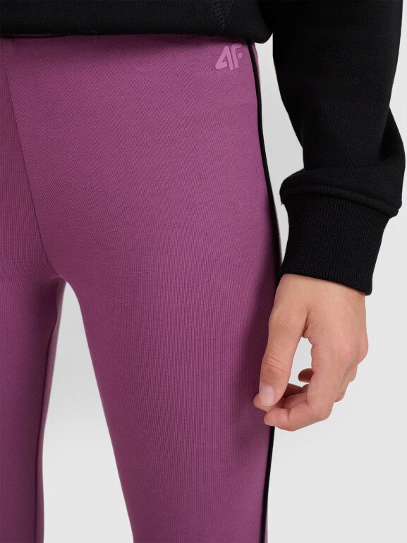 Dziewczęce legginsy dzianinowe 4F 4FJWAW25TTIGF243 - fioletowe