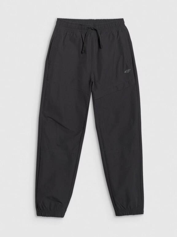 Chłopięce spodnie joggery casual 4F 4FJWAW25TTROM1259 - czarne