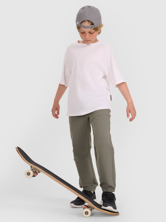 Chłopięce spodnie joggery casual 4F 4FJWAW25TTROM1259 - szare