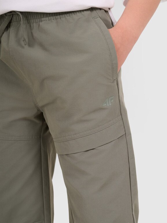 Chłopięce spodnie joggery casual 4F 4FJWAW25TTROM1259 - szare