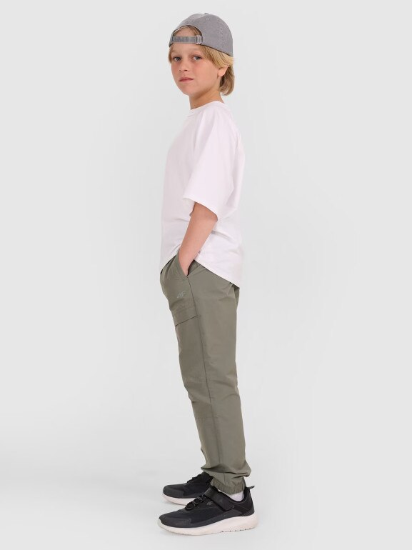 Chłopięce spodnie joggery casual 4F 4FJWAW25TTROM1259 - szare