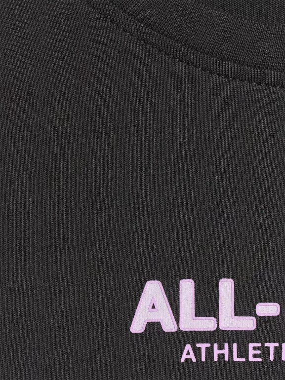 Dziewczęcy t-shirt z nadrukiem oversize 4F 4FJWAW25TTSHF2387 - czarny