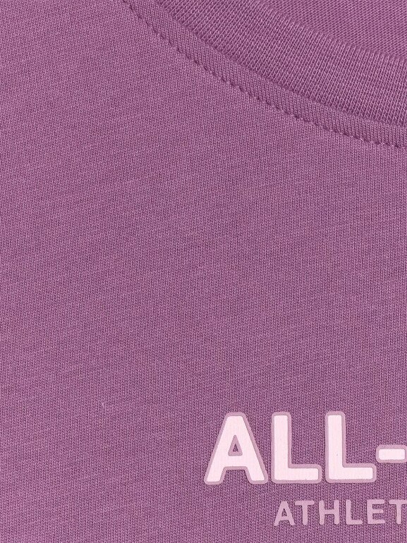 Dziewczęcy t-shirt z nadrukiem oversize 4F 4FJWAW25TTSHF2387 - fioletowy
