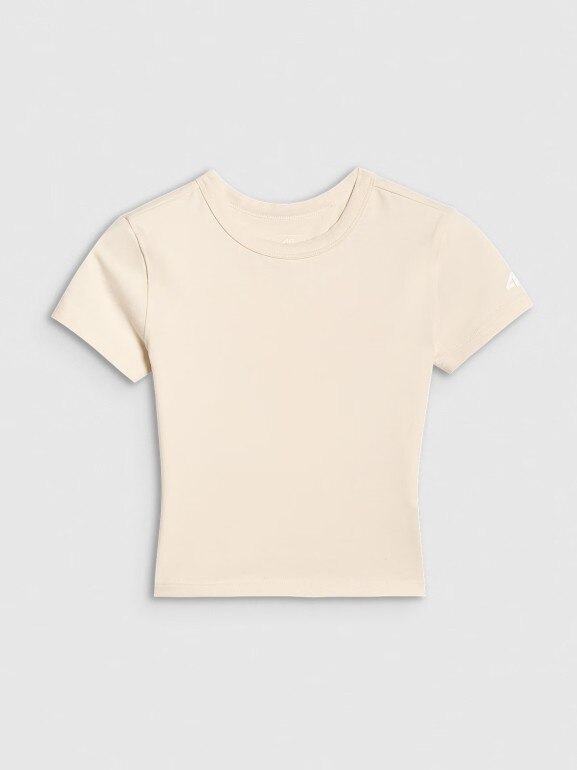 Dziewczęcy crop top 4F 4FJWAW25TTSHF2393 - biały