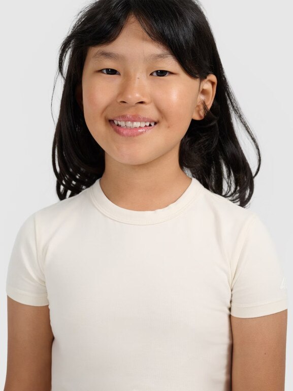 Dziewczęcy crop top 4F 4FJWAW25TTSHF2393 - biały