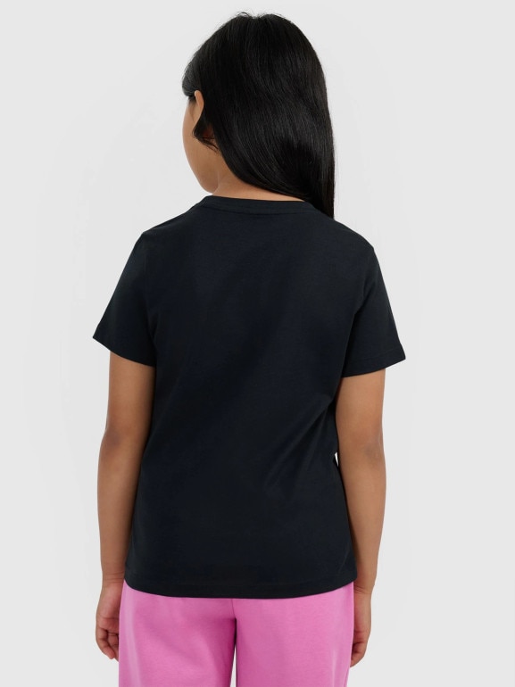 Dziewczęcy t-shirt z nadrukiem 4F 4FJWAW25TTSHF2396 - czarny