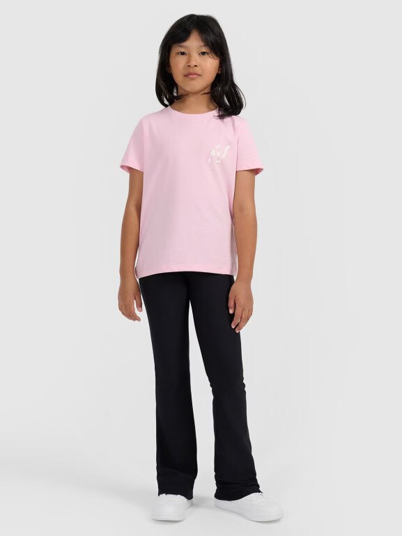 Dziewczęcy t-shirt z nadrukiem 4F 4FJWAW25TTSHF2396 - różowy