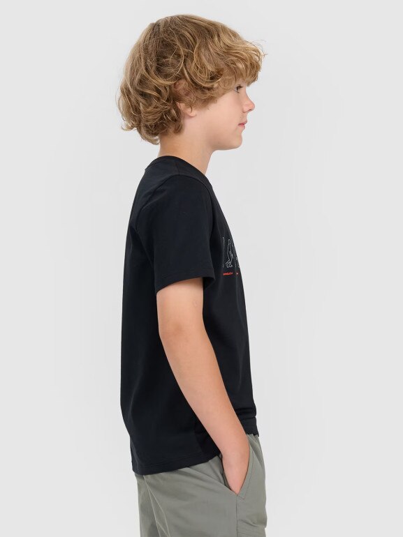 Chłopięcy t-shirt z nadrukiem 4F 4FJWAW25TTSHM2414 - czarny