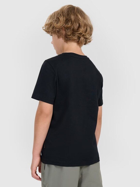 Chłopięcy t-shirt z nadrukiem 4F 4FJWAW25TTSHM2414 - czarny