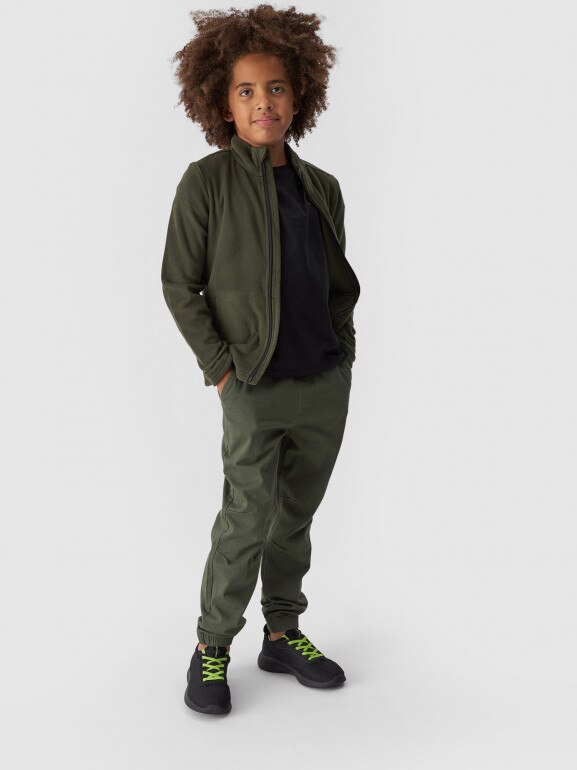 Chłopięcy polar rozpinany bez kaptura 4F 4FJWMM00TFLEM245 - khaki