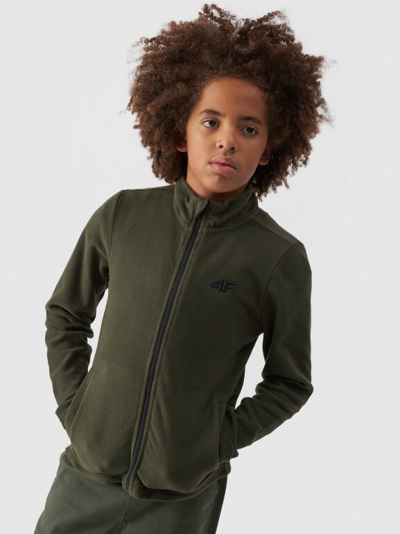 Chłopięcy polar rozpinany bez kaptura 4F 4FJWMM00TFLEM245 - khaki