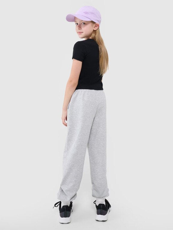 Dziewczęce spodnie dresowe joggery 4F 4FJWMM00TTROF1189 - szare