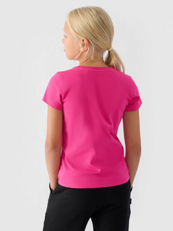 Dziewczęcy t-shirt basic 4F 4FJWMM00TTSHF1658 - różowy