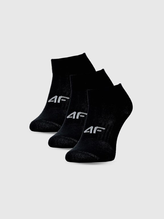 Dziewczęce skarpetki za kostkę (3-pack) 4F 4FJWMM00USOCF497 - czarne