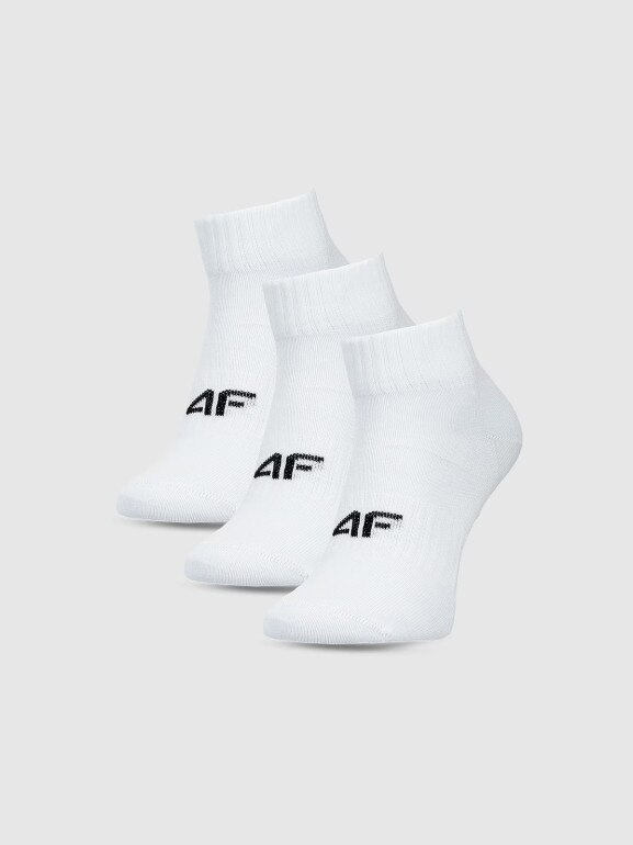 Chłopięce skarpetki za kostkę (3-pack) 4F 4FJWMM00USOCM499 - białe