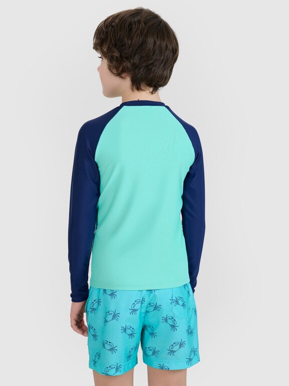 Chłopięcy longsleeve do pływania 4F 4FJWSS25TFLOM509 - turkusowy