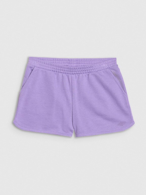 Dziewczęce spodenki dresowe 4F 4FJWSS25TSHOF602 - fioletowe