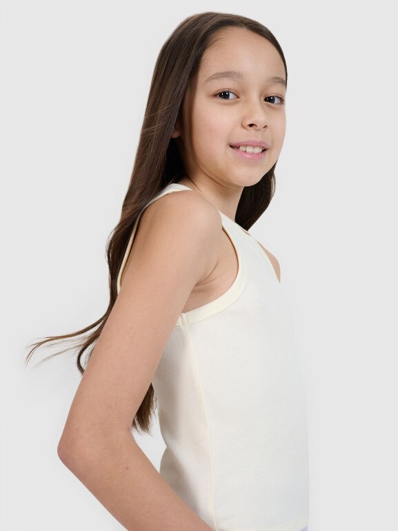 Dziewczęcy top basic 4F 4FJWSS25TSLEF111 - biały