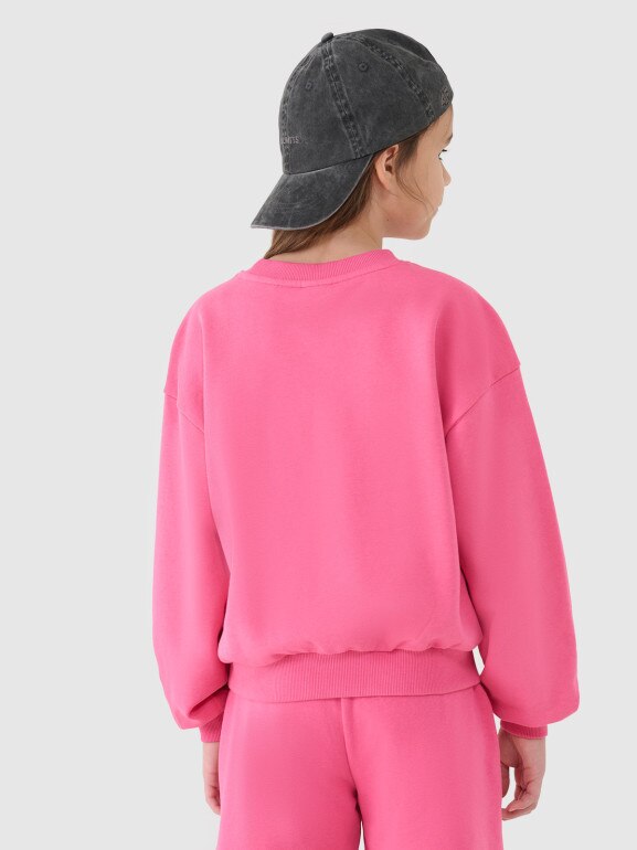 Dziewczęca bluza dresowa bez kaptura nierozpinana 4F 4FJWSS25TSWSF1479 - różowa