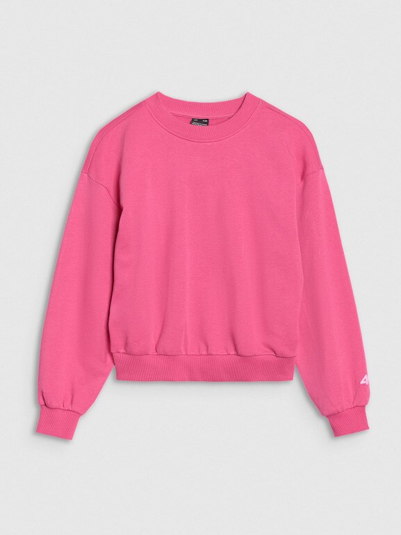 Dziewczęca bluza dresowa bez kaptura nierozpinana 4F 4FJWSS25TSWSF1479 - różowa