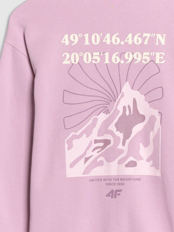 Dziewczęca bluza dresowa rozpinana z kapturem 4F 4FJWSS25TSWSF1482 - różowa