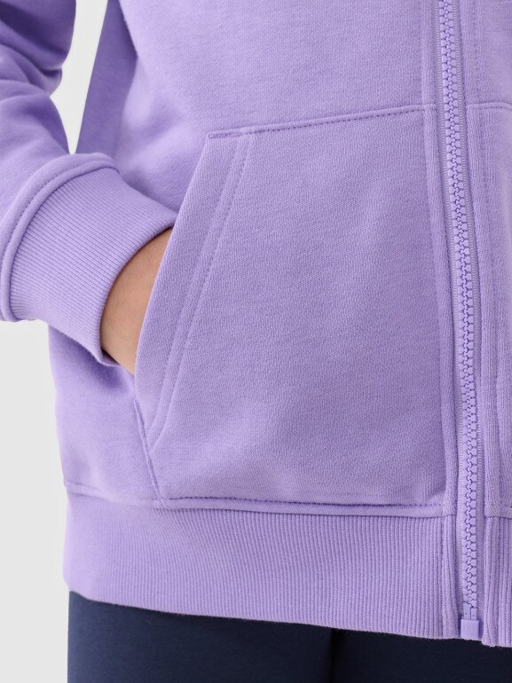 Dziewczęca bluza dresowa rozpinana z kapturem 4F 4FJWSS25TSWSF1706 - fioletowa