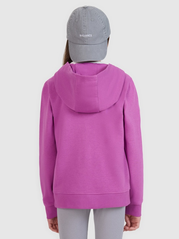 Dziewczęca bluza dresowa rozpinana z kapturem 4F 4FJWSS25TSWSF1706 - fioletowa