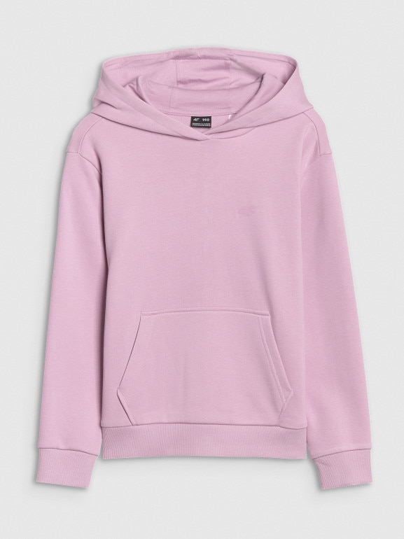 Dziewczęca bluza dresowa nierozpinana z kapturem 4F 4FJWSS25TSWSF1707 - różowa
