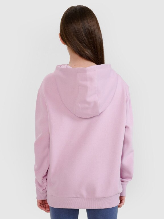 Dziewczęca bluza dresowa nierozpinana z kapturem 4F 4FJWSS25TSWSF1707 - różowa