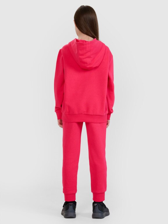 Dziewczęca bluza dresowa nierozpinana z kapturem 4F 4FJWSS25TSWSF1707 - różowa