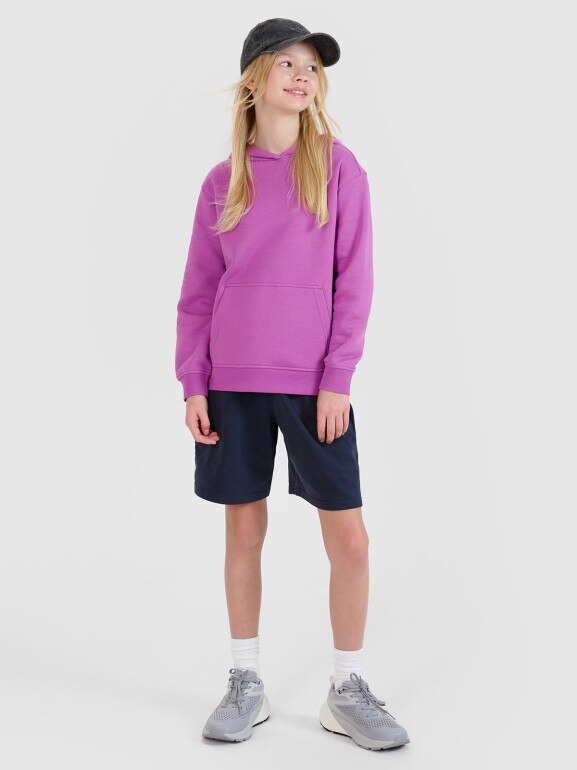 Dziewczęca bluza dresowa nierozpinana bez kaptura 4F 4FJWSS25TSWSF1854 - fioletowa