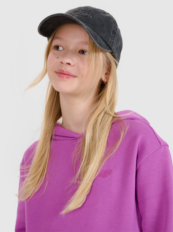 Dziewczęca bluza dresowa nierozpinana bez kaptura 4F 4FJWSS25TSWSF1854 - fioletowa