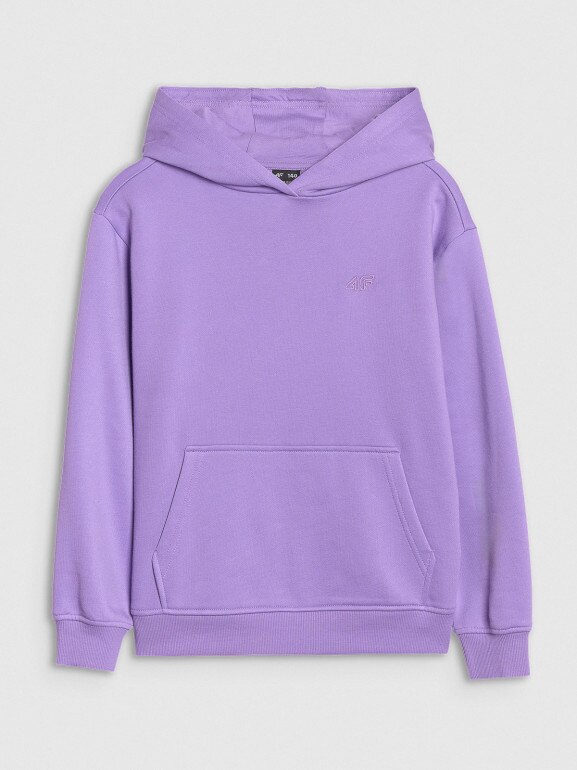 Dziewczęca bluza dresowa nierozpinana bez kaptura 4F 4FJWSS25TSWSF1854 - fioletowa