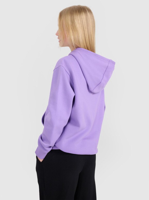 Dziewczęca bluza dresowa nierozpinana bez kaptura 4F 4FJWSS25TSWSF1854 - fioletowa